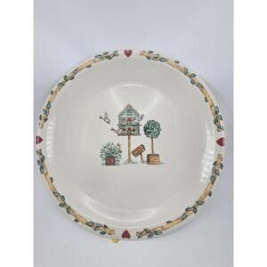 Thomson Pottery Birdhouse 12.5" Round Serving Plate Cottage - Chipped See Photos